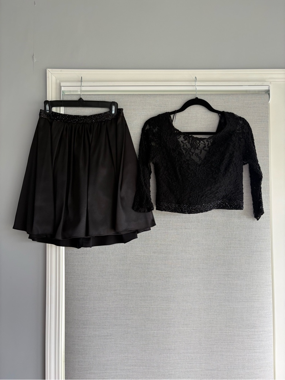 Black Satin and Lace 2 Piece Mini Dress